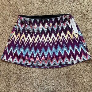 NEW! Skirt Sports Athletic Skort Women 2X Purple Zigzag Chevron Built-in Shorts